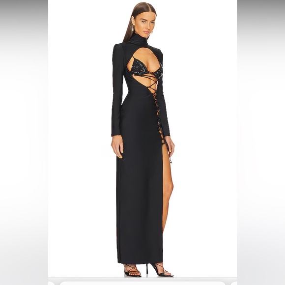 Dundas Coco Royal Gown in Black detachable embellished bra black - Picture 3 of 17